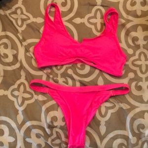 Bright pink bathing suit